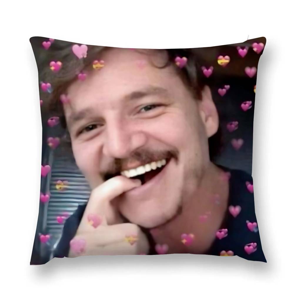 Funny P-Pedro Pascal M-Mood M-Memes Pillow Case Throw Pillow Cover Nordic Vintage Style Cushion Covers Home Living Room Sofa