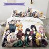 Demon Slayer Anime Pattern Bedding Quilt Set Quilt Cover Pillowcase Home Birthday Gift(1 * duvet cover + 2 * pillowcase, without core)