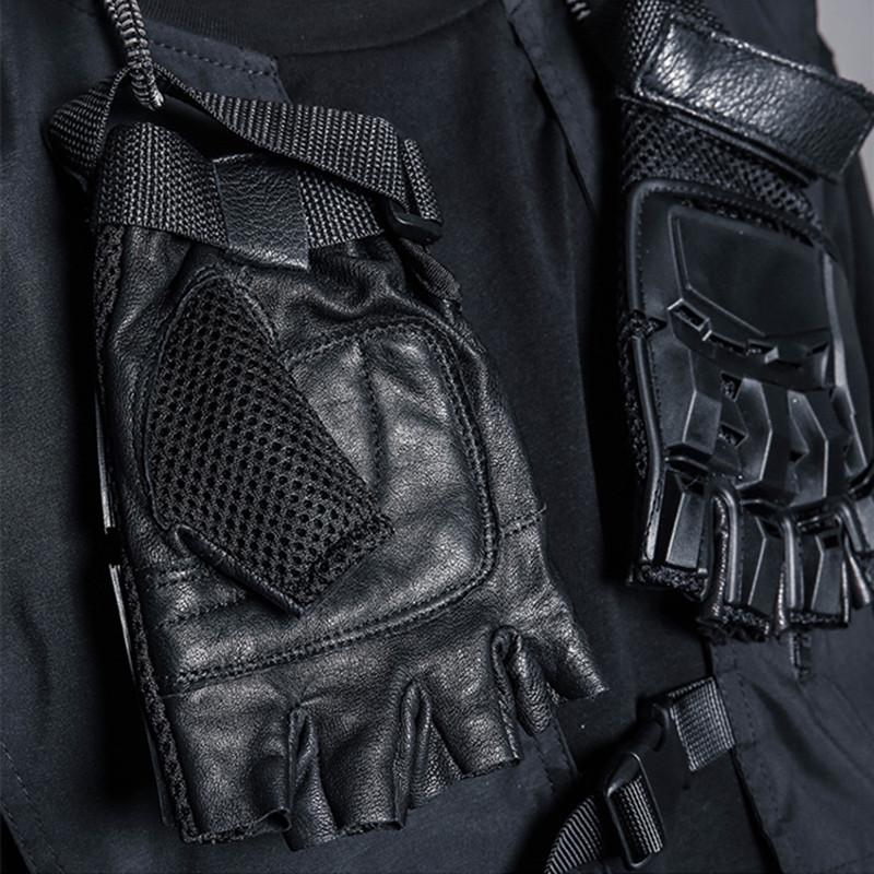 2026 Punk Hip Hop Techwear Tactical Half Finger Gloves Men Outdoor Casual Guantes Motorcycle Sport Fingerless Gloves