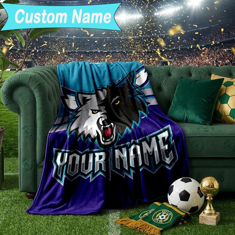 Custom Name Blanket Timberwolves Logo Blanket Bedding Blanket for Travel, Camping, Living Rooms, Offices, Sofas, Fan Christmas gift