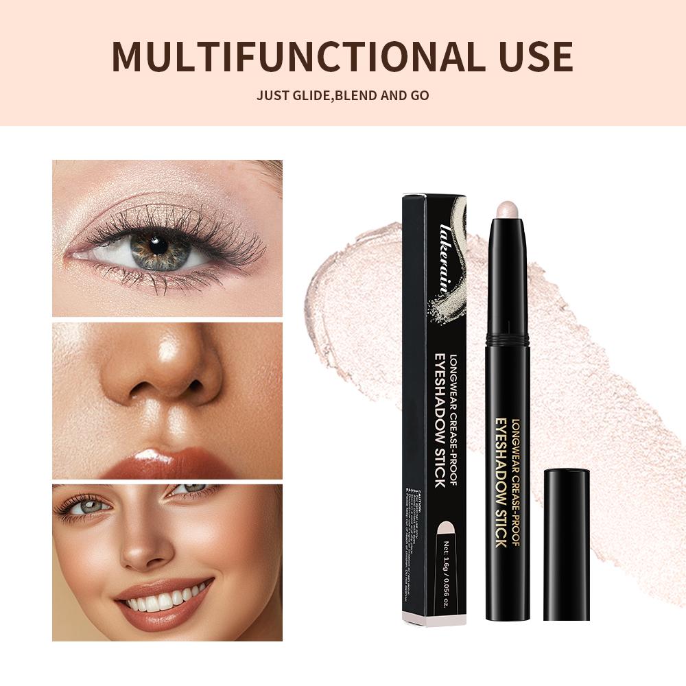 Lakerain Eyeshadow Stick Shimmer and Matte Long Lasting Waterproof Highlighter Metallic Glitter Eye Shadow Pencil Cosmetics