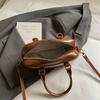 Elegant PU Leather Bowling Bag Solid Color Korean Style PU Boston Bag Handbag Large Capacity Sling Bag Outdoor