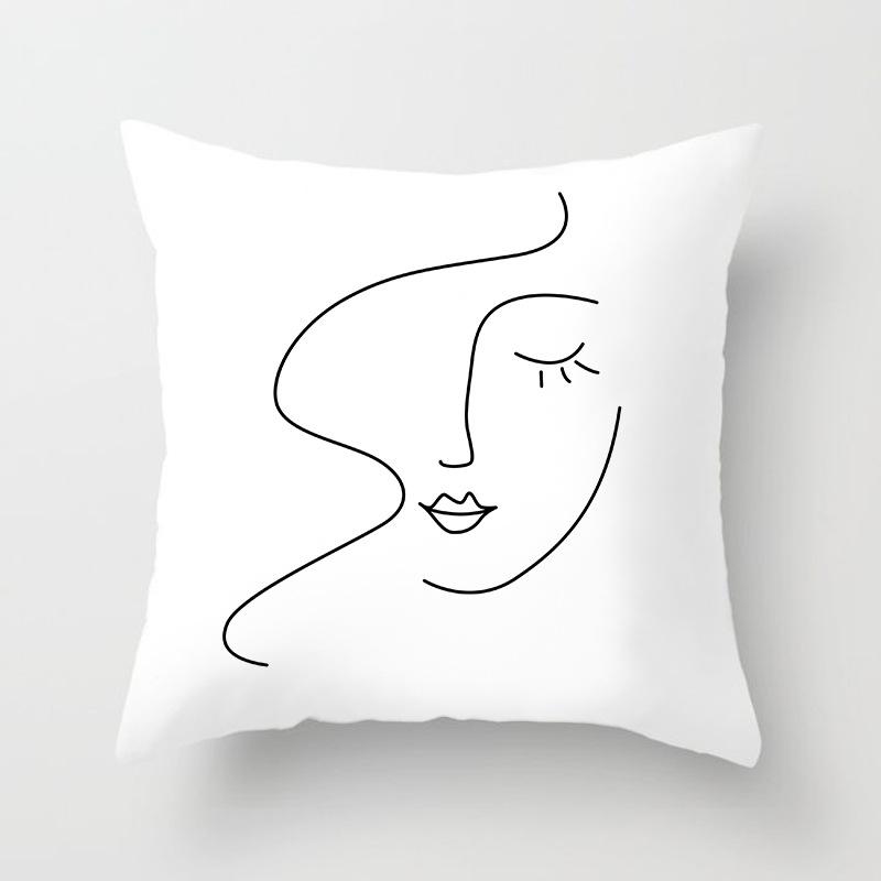 New Nordic Ins Pillow Cover Abstract Geometric Blue Ultra Short Velvet Cushion Cover