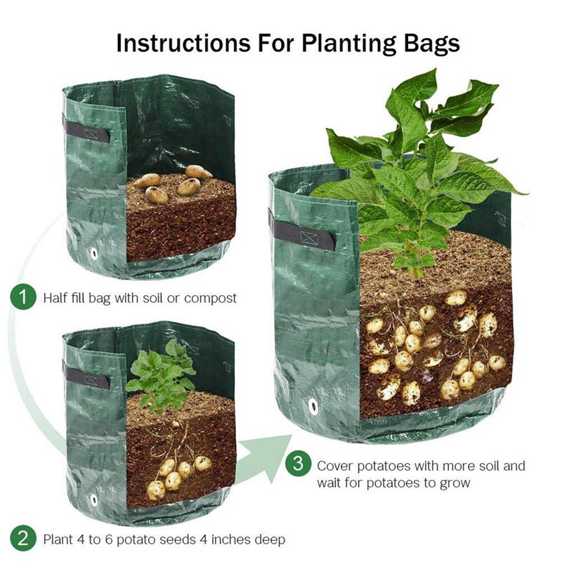 Potato Grow Bag PE Vegetable Grow Bags with Handle Thickened Growing Bag Vegetable Onion Plant Bag Outdoor Garden Pots