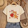 90s Summer T Shirt with Cherry and Cat Design Print Women's Y2K Casual Tees Tops Round Neck Short Sleeve T-Shirt Clothes