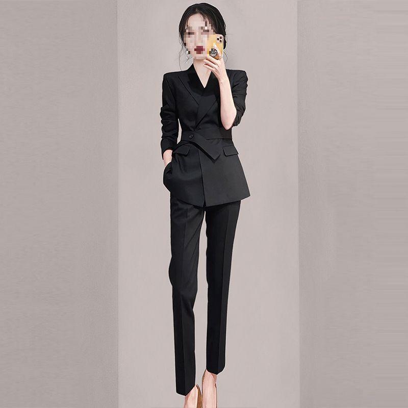 Elegant Spring Women's Slimming Suit Set: Mature Style Two-Piece Formal Wear