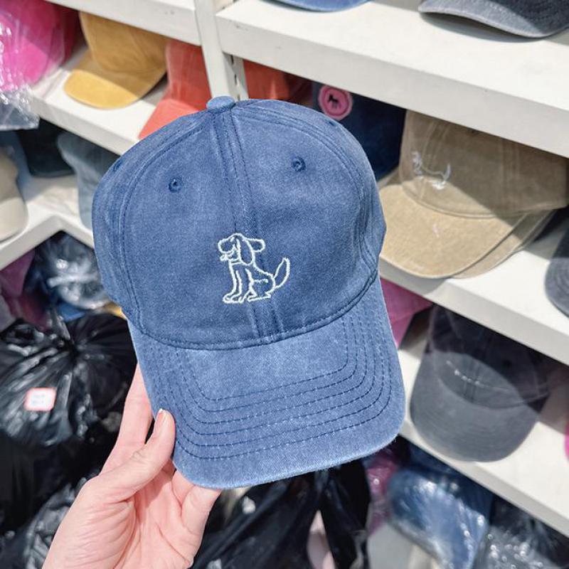 2025 Trendy Washed Denim Baseball Cap For Men & Women- Soft Unisex Embroidery Puppy Design, Spring Summer Fashion Accessory
