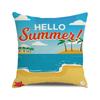 Watercolor Summer Beach Digital Printing Short Plush Pillow Covers for Car Sofa Office Cushion Cover Home Goods 60x60cm
