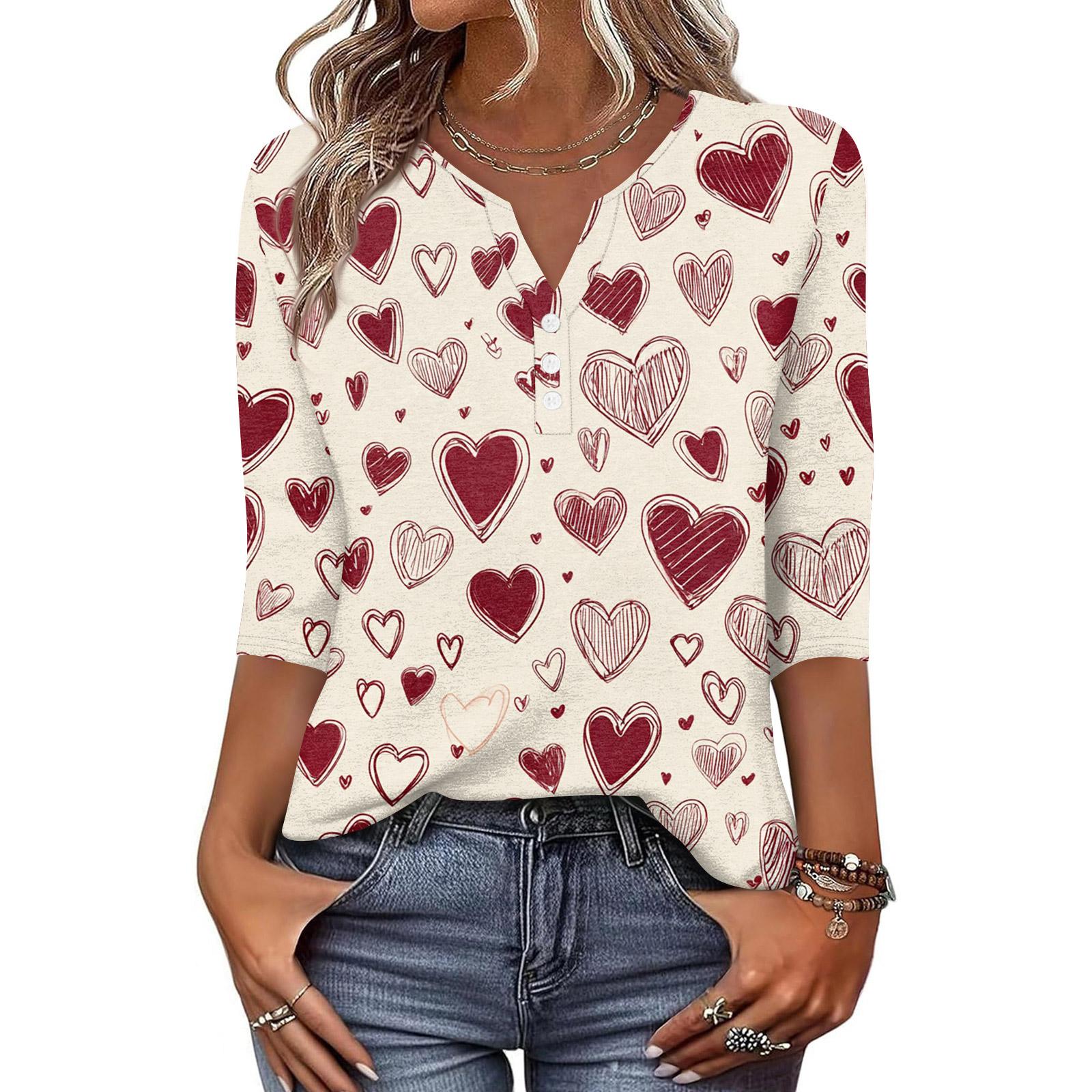 

Жен. Футболка С принтом Пуговицы Рукав 3/4 Повседневные Выходные Мода Классический Классический V-образный вырез Обычный Верх S