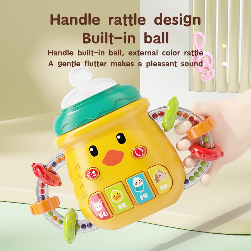 Baby Musical Pacifier Rattle Toys Early Educational Feeding Bottle Soft Teether Light Soothing Shaker Newborn