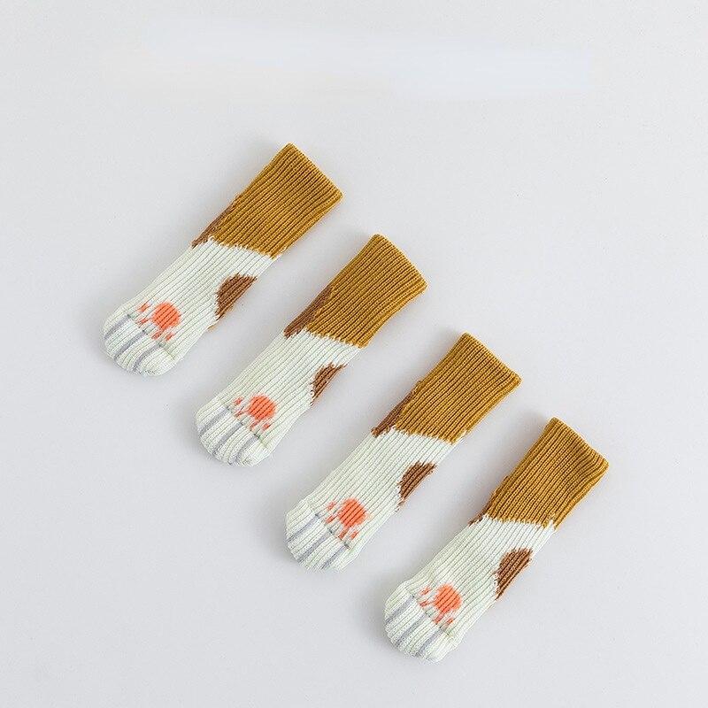 

4 шт. Вязаные перчатки на ручку двери в виде кошачьих лапок, утолщенный бесшумный набор защитных чехлов для ножек стульев, столов, нескользящие накладки на ножки мебели