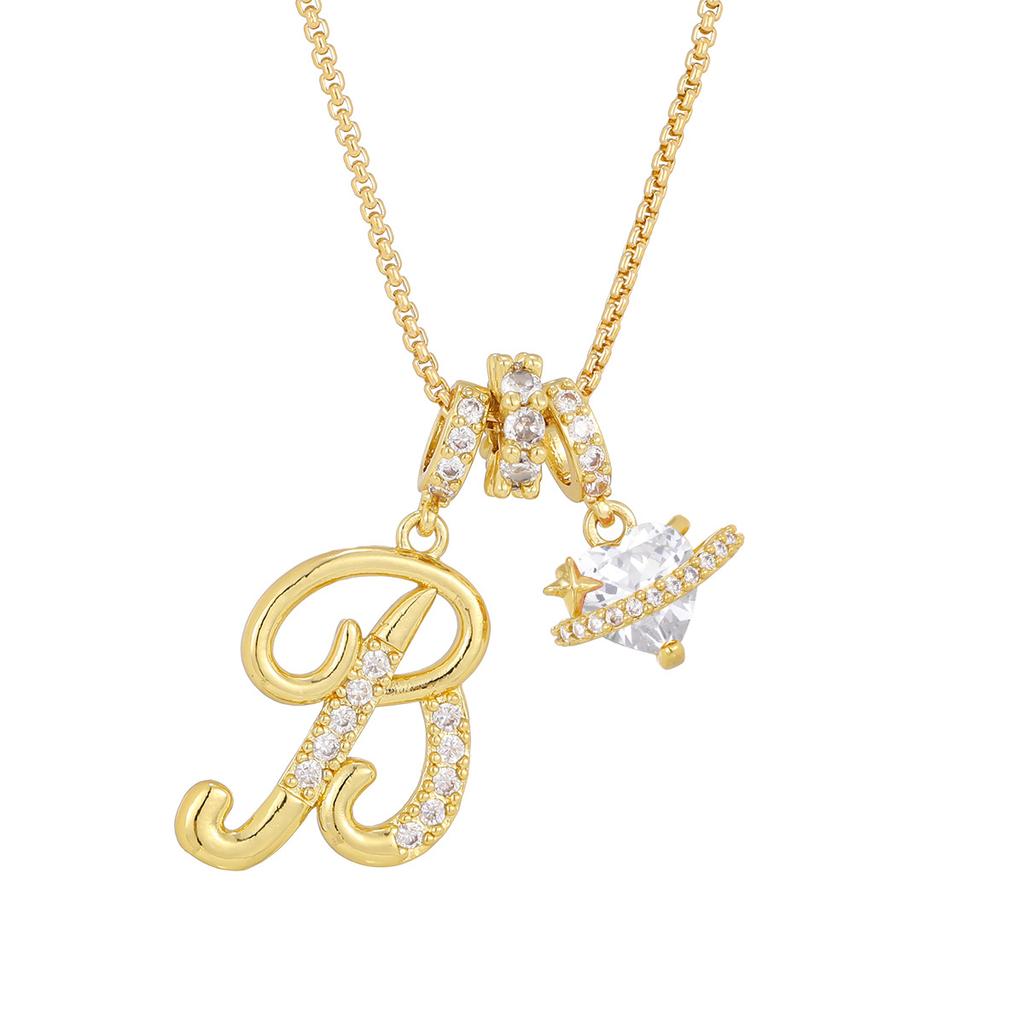 Cross-border necklace dopamine 26 English letter necklace girl light luxury niche high-end Amazon pendant jewelry