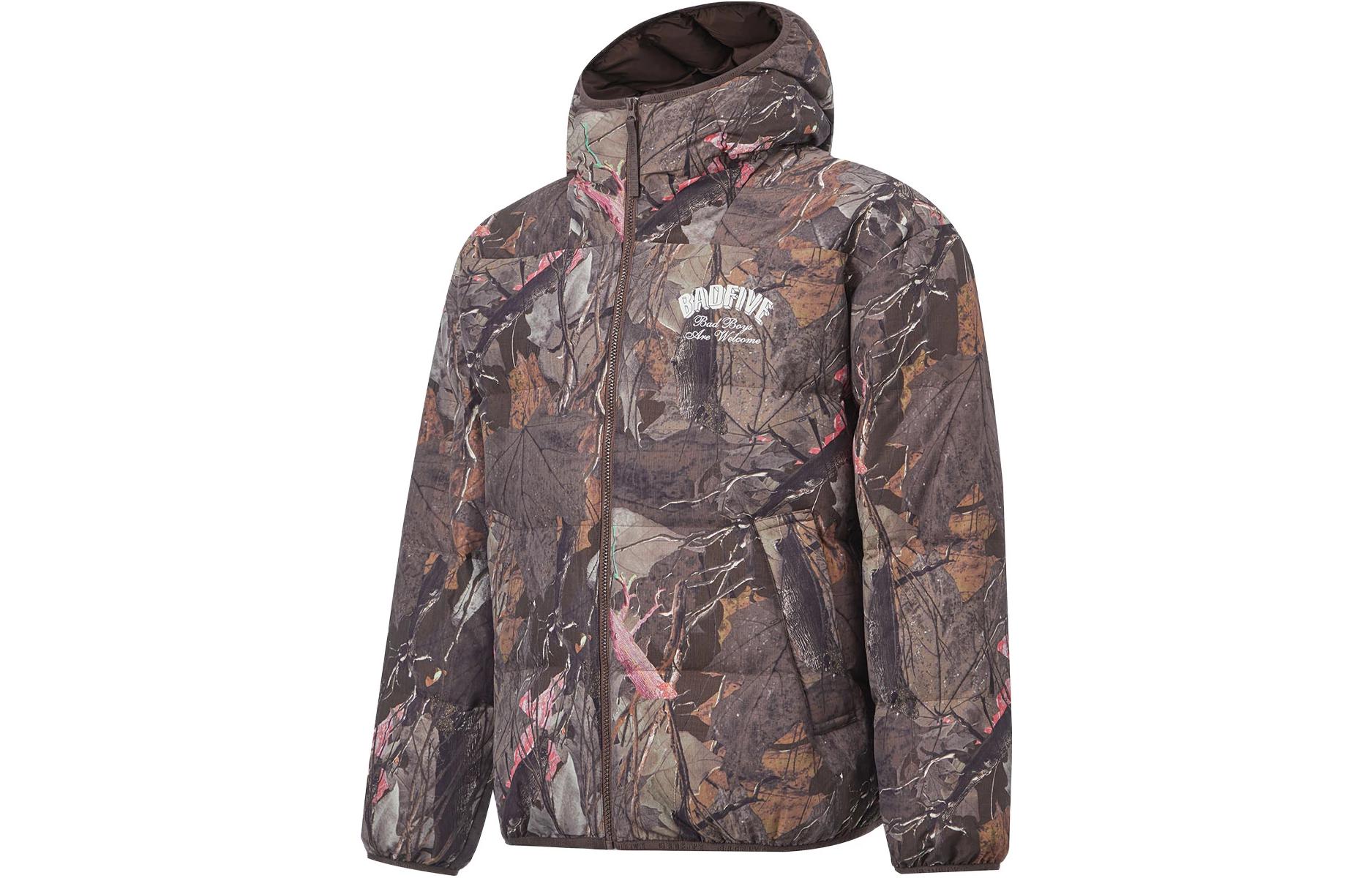 Li Ning BADFIVE Down Jacket Men s Leaf All Over Print AYMT141-8 XL