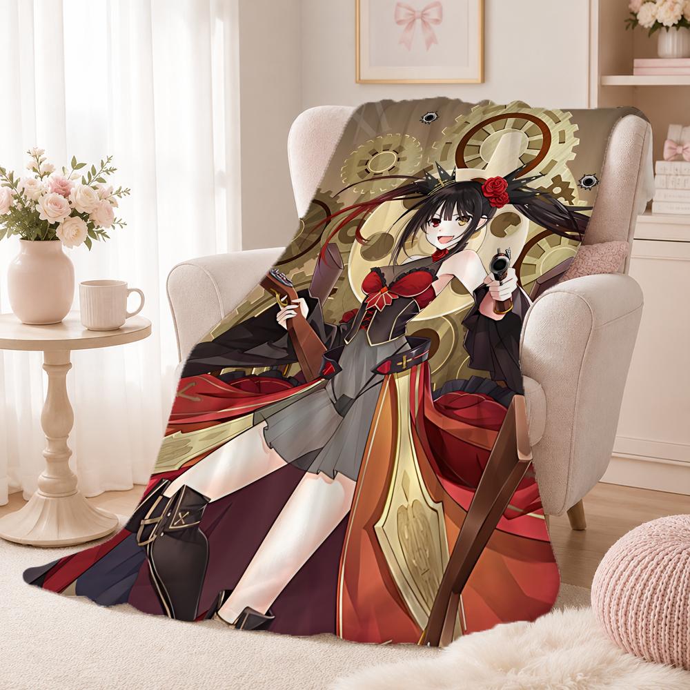 Popular Character T-Tokisaki KurumiS Throw Summer Flannel Throw Blanket Soft Antistatic Washable KidFriendly Couch Bed