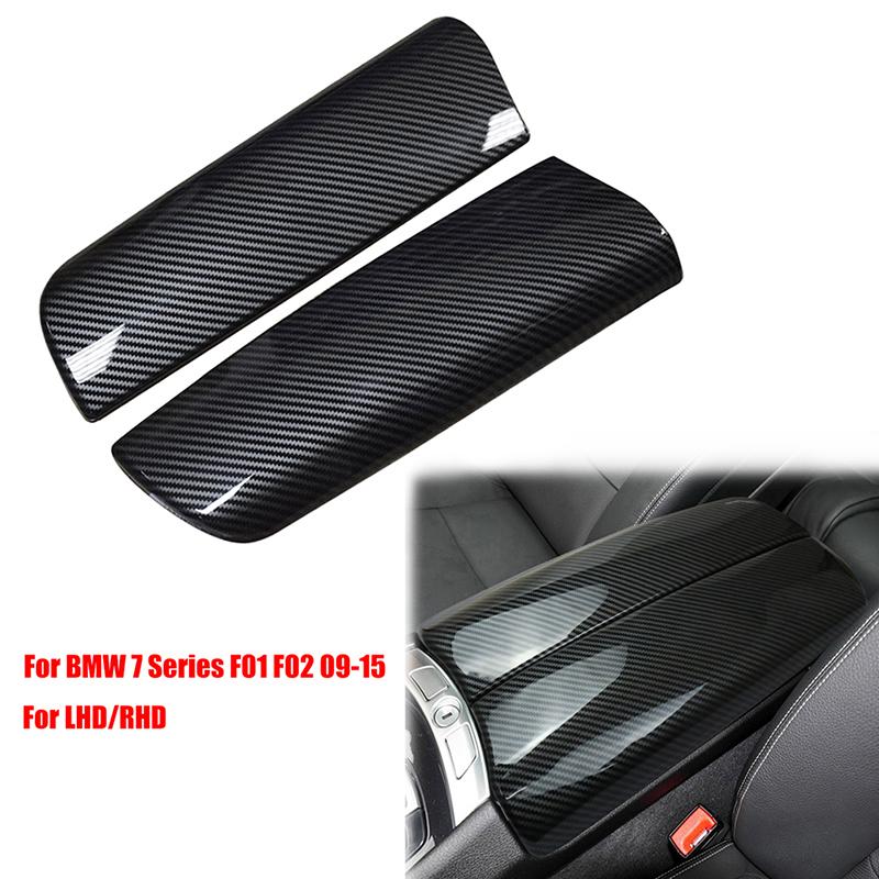 2 Pcs Carbon Fiber Center Console Armrest Box Cover For BMW 7 Series F01 F02 2009-2011 2012 2013 2014 2015 Auto Interior Parts