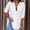 Women Plus Size Medium Long Shirts Solid Minimalist Versatile Blouse