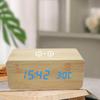Wireless LED Wood Clock: Digital Alarm with Thermometer, Calendar & Charging Function