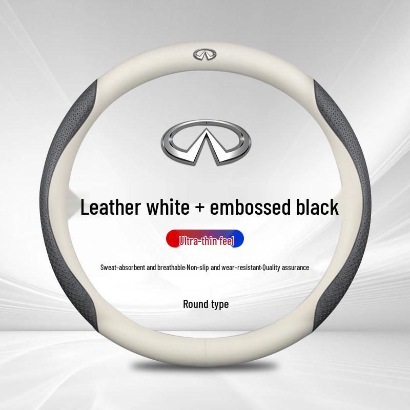 Premium Genuine Leather Steering Wheel Cover for Infiniti Models: QX50, QX60, 80, Q70L, Q50L, FX3, G25.