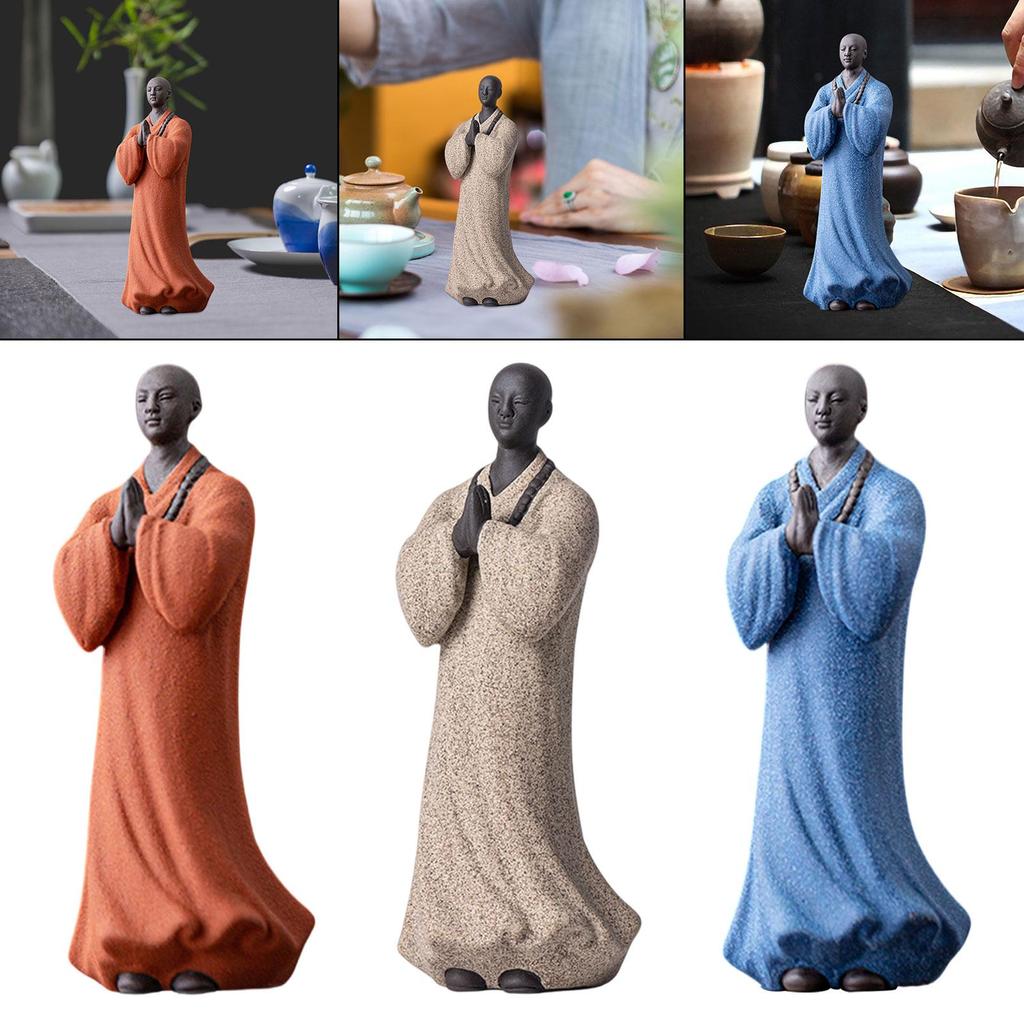 Chinese Buddha Statue Monk Figure Tea Pet Stylish and Elegant Home Decoration Monk Figurine for Business Car Living Room Yard