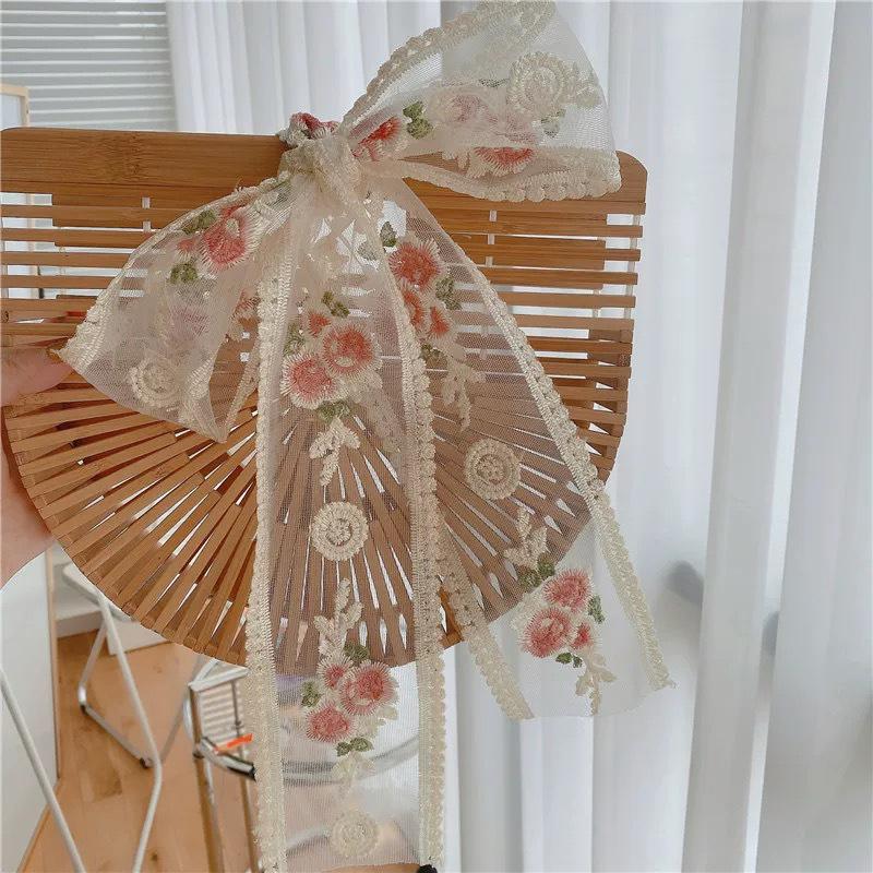 Width 8.5Cm/3.34In Length 420Cm/165.35In Pink Flower Embroidery Lace Ribbon Fabric Decoration Various Diy Accessories Crafts