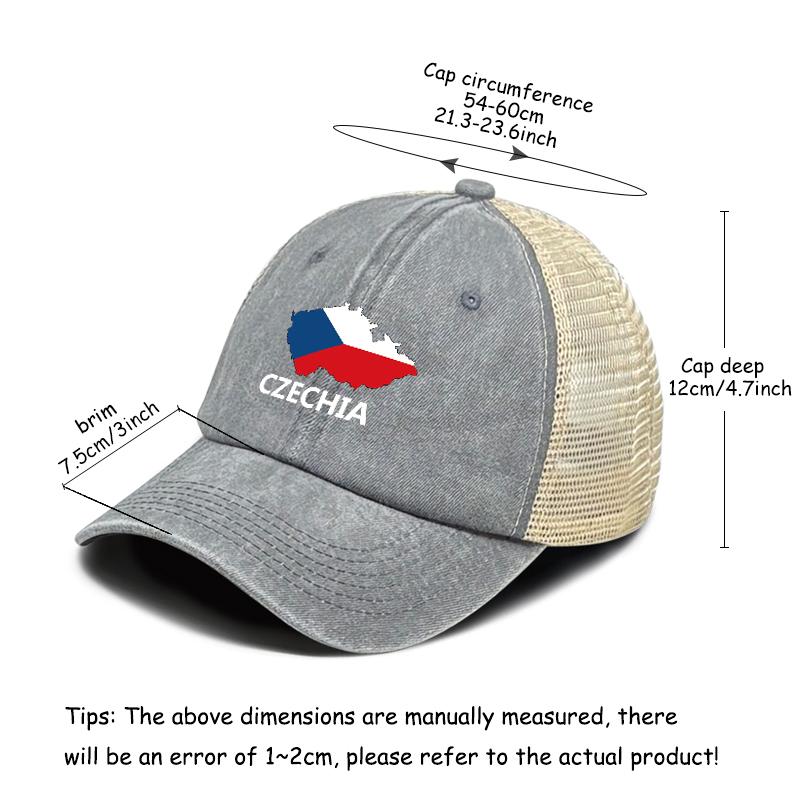 Verstellbare Netzmütze Sonnenhut Tschechien Karte Flaggen Kappen Für Frau Retro Stilvoll Snapback Truckerhut Ideale Wahl Für Street Wear