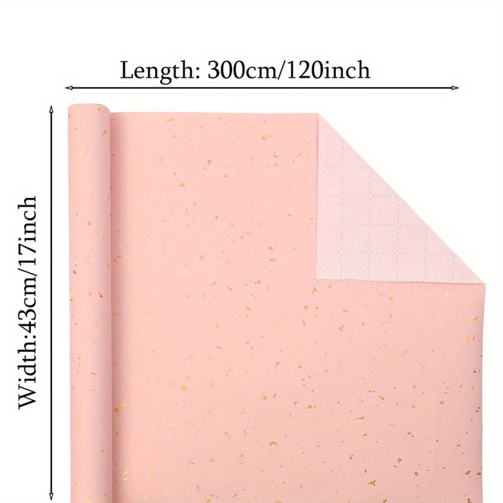 1 Roll Wrapping Paper, Pink and Golden Foil Wrapping Paper,  Kraft Paper Gift Wrap with Silvery and Golden Foil for Christmas