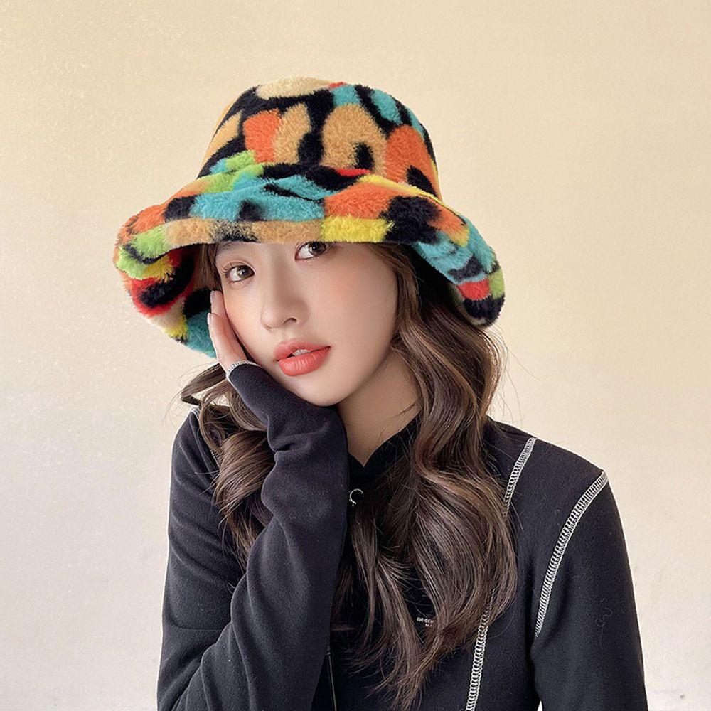 

Уличная кепка с принтом камуфляжного цвета и радужным узором, корейская рыболовная шляпа, женские панамы из искусственного меха