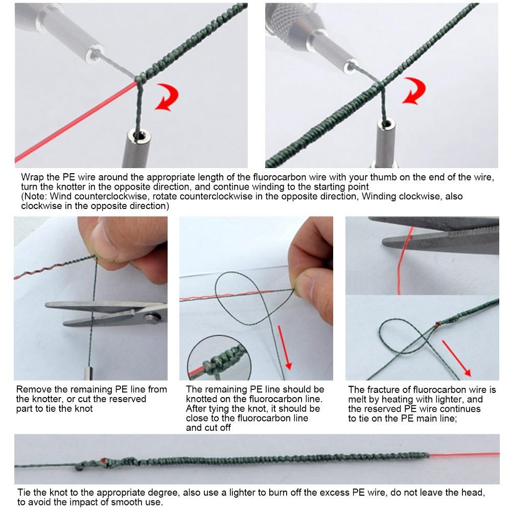 Nudador de Hilo de Pesca Ligero Ajustable Resistente Kit de Nudado de Nudos de Pesca para Entusiastas de la Pesca