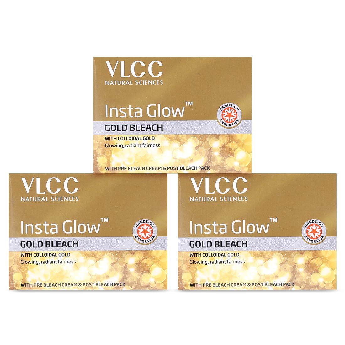 

VLCC Insta Glow Gold Bleach 30г X 3 шт. Осветление кожи Сияние Уменьшение роста волос на лице