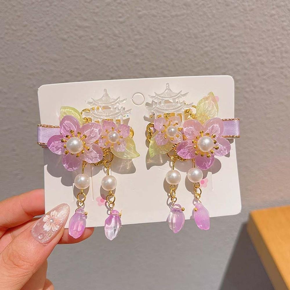 Fairy Hairpin Vintage Hanfu Headwear Traditional Cute Flower Hairpins Floral Colorful Tassel Hair Clips Cosplay