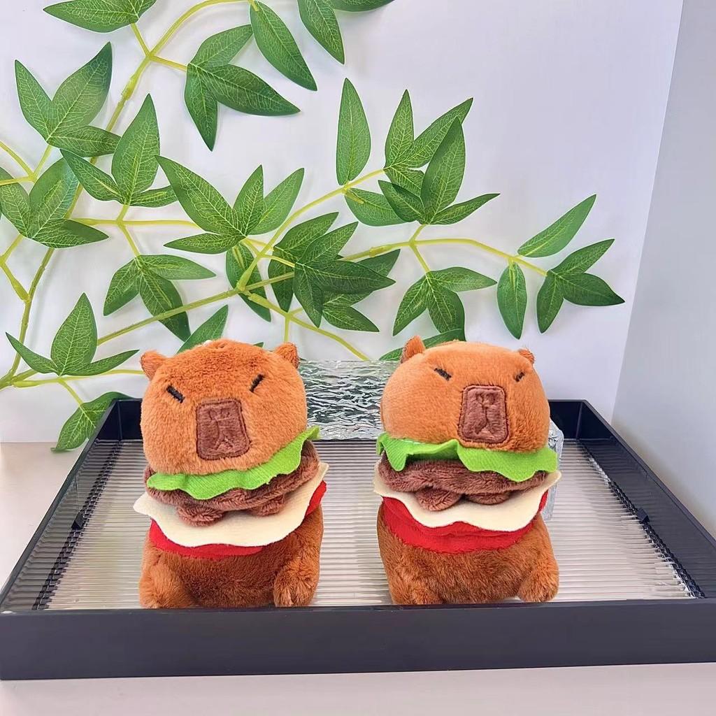 Hamburger Capybara Unique Plush Toy Keyring Perfect Size For Backpack And Accessories Bag