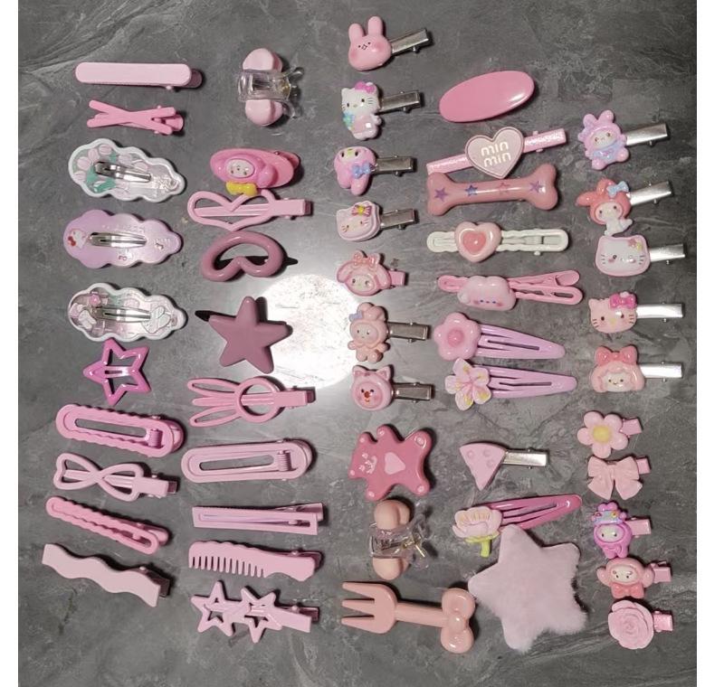 Set of 50 Pink Cute Hair Clips – Sweet Girly Bangs Clips, Japanese Cartoon Hair Accessories