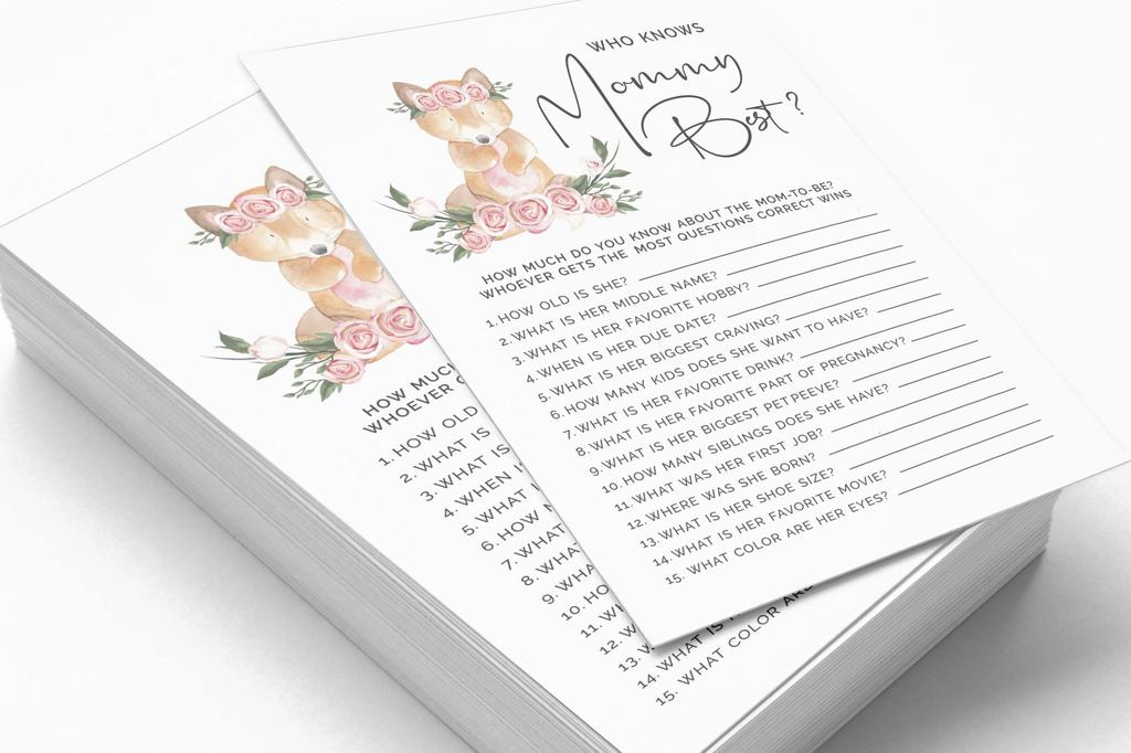 Inkdotpot Fox Animal Baby Shower Game Set Of 50 BabyA  AlphabetA  ABCA  Game Gender Neutral Party