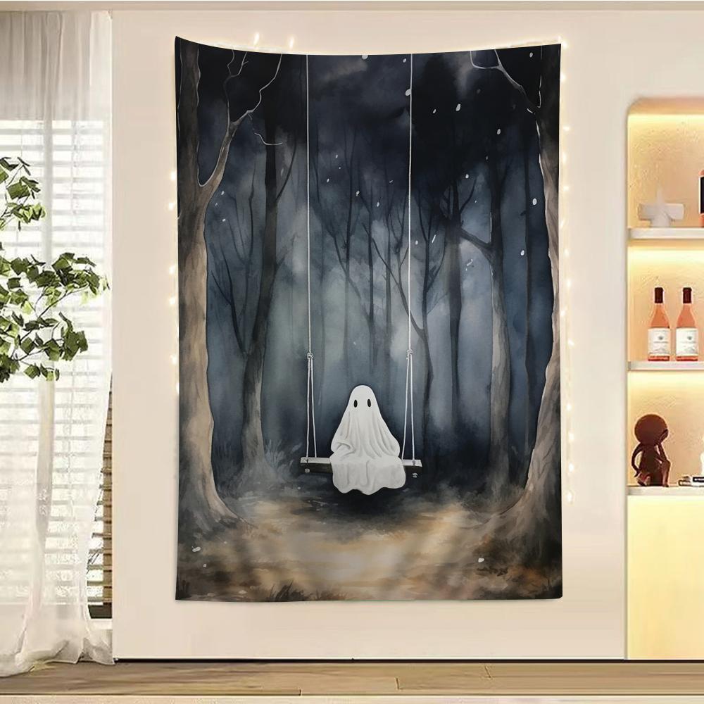 VIKAMA Halloween GlowintheDark Tapestry Spooky Show Haunted House Pumpkin Living Room Tapestry Escape Theme Party Decoration 74x94cm(29x37in)
