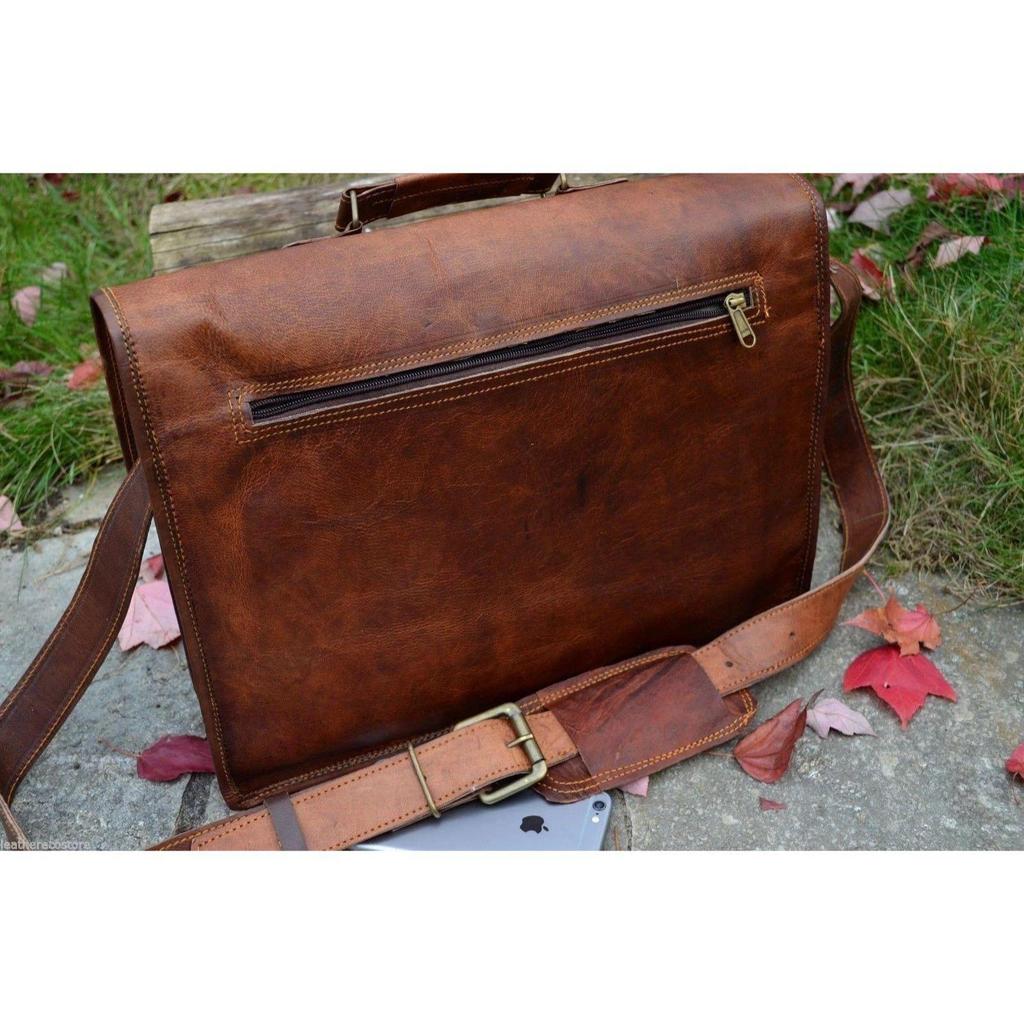 Bag Leather Laptop Messenger Vintage Men's Briefcase Genuine Shoulder