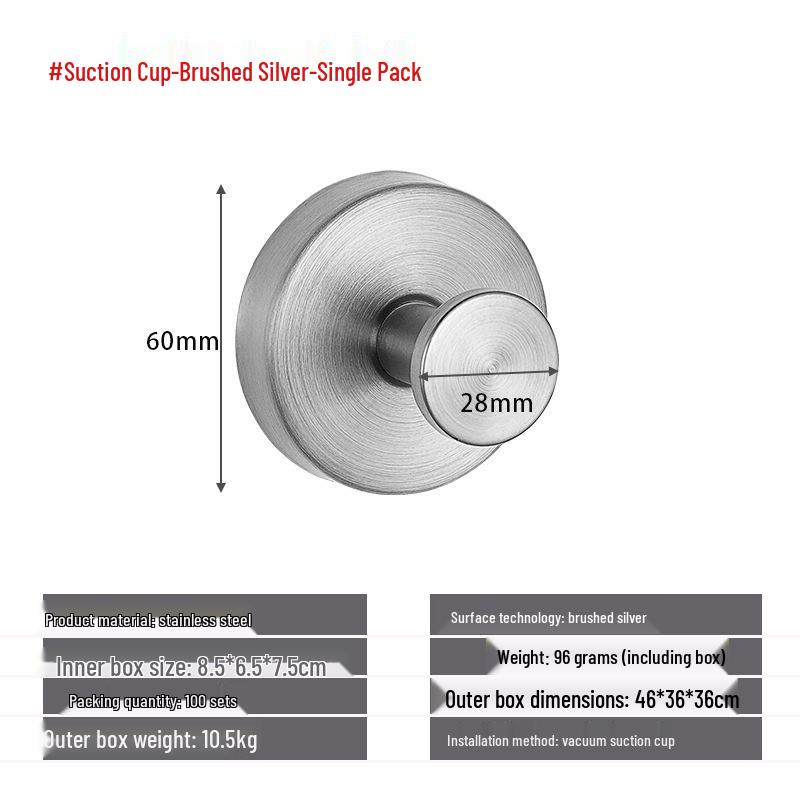 Stainless Steel Traceless Vacuum Suction Cup Hook for Kitchen and Bathroom Towels