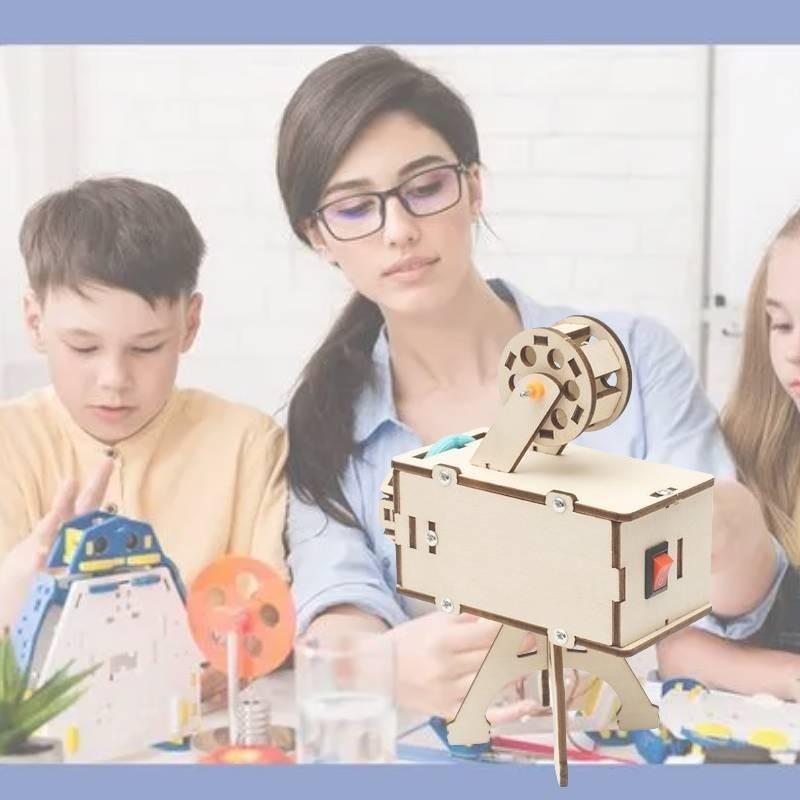 Wooden Diy Science Projector Kit Fun Physics Experiment Toy For Elementary School Students R-61