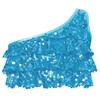 Girls Dance Top Shiny Sequins Tiered Ruffles Sleeveless Crop Top Metallic One Shoulder Vest