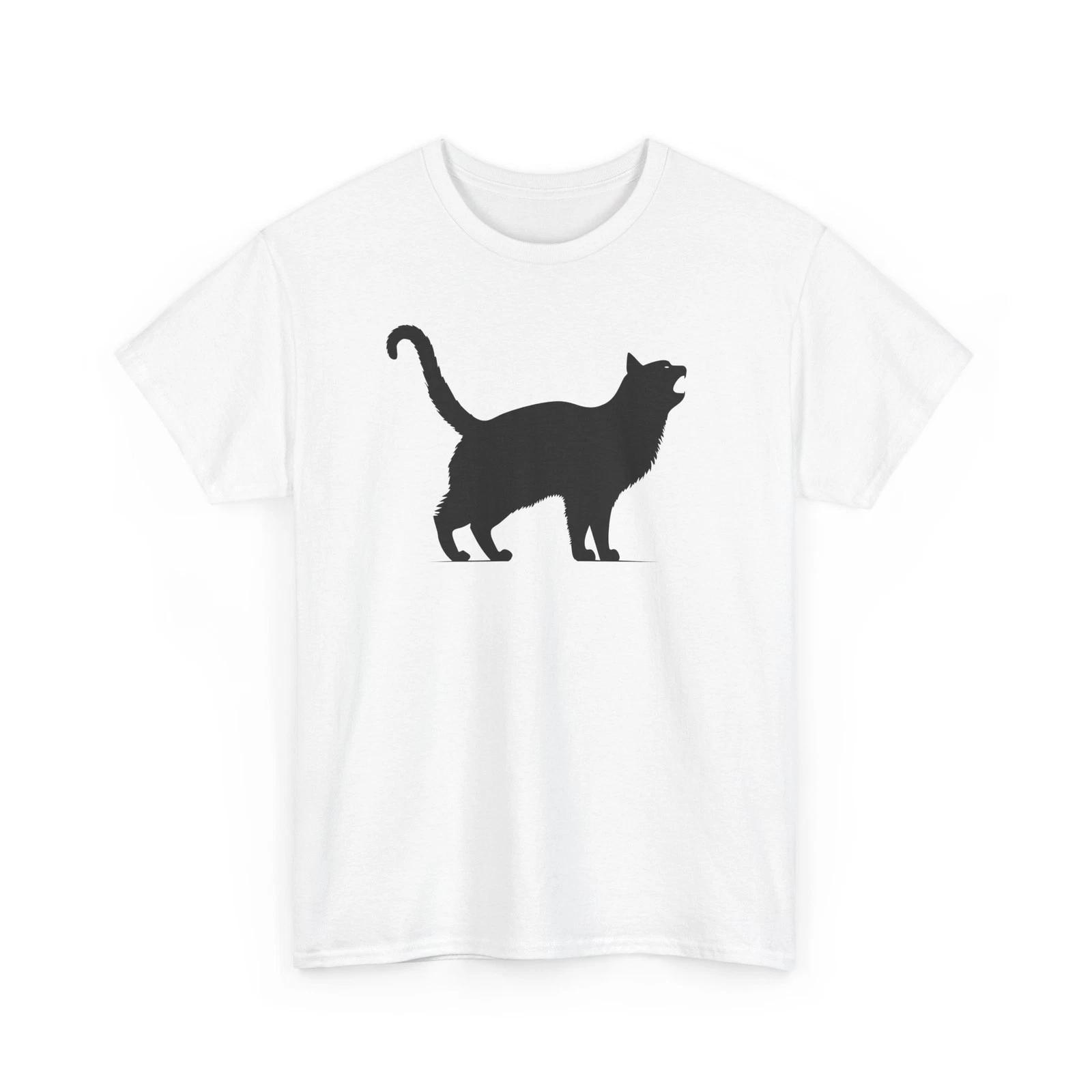 Black Cat Silhouette - Retro Animal Graphic Gildan Cotton Tee L