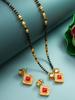 Gold-Plated Pink Stone-Studded & Beaded Handcrafted Mangalsutra Set