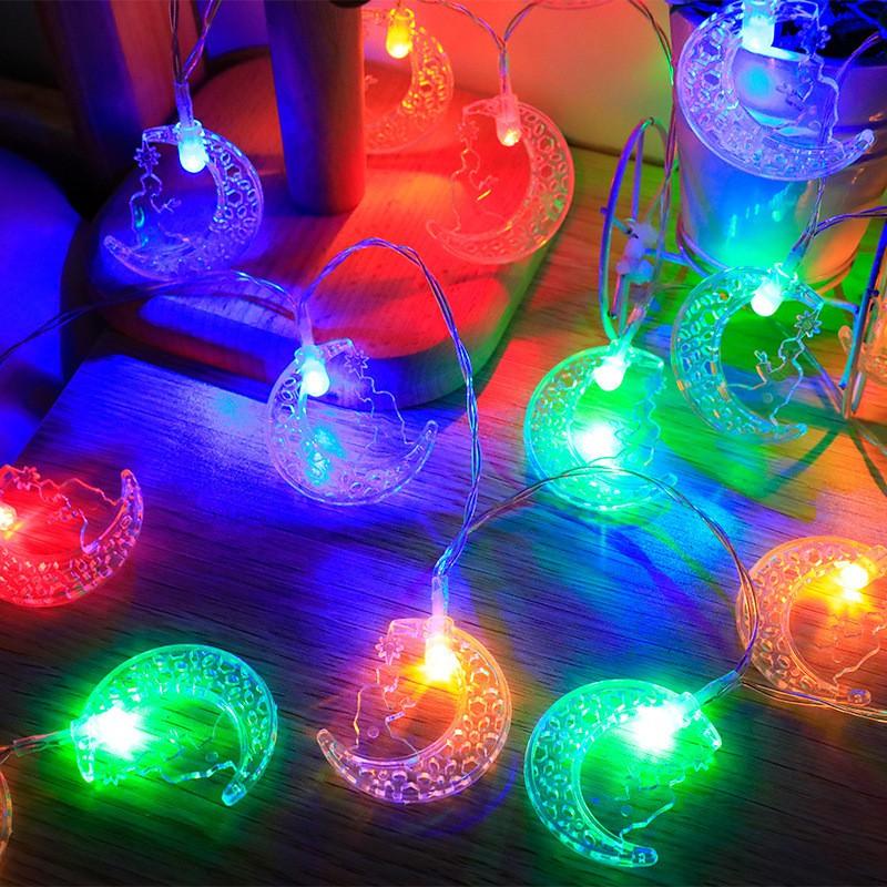 LED String Lights Ramadan Eid Decorations Star Moon Castle Theme Indoor Outdoor Festival Lighting