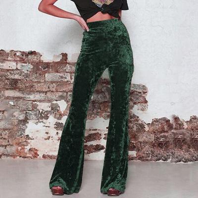 Damen Schlaghose, elastisch, hohe Taille, einfarbig, Hose mit weitem Bein, Hüfte angehoben, Samt, Urlaubs-Arbeitshose, Alltagskleidung