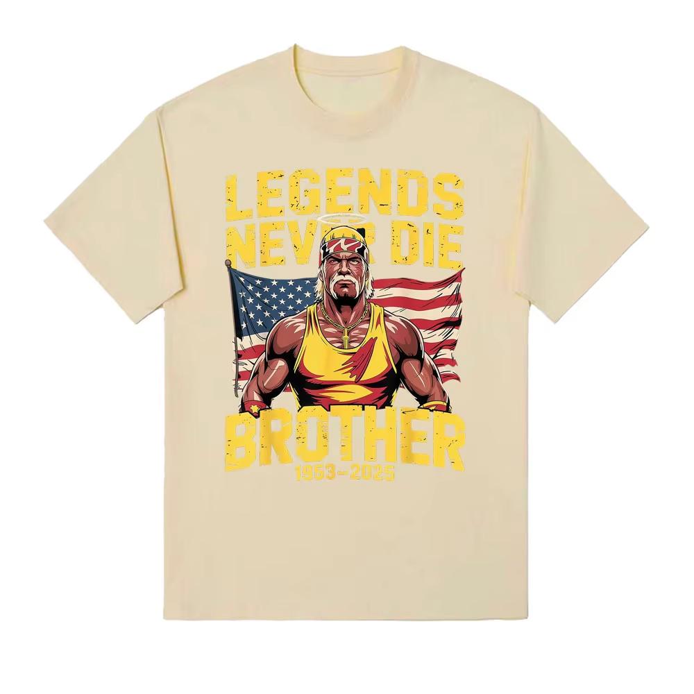 Legendy nikdy neumírají Bratře 1953-2025 Hulk Hogan Hulkamania Trička Pánská Dámská Móda Klasické Nadměrné Bavlněné Tričko Streetwear