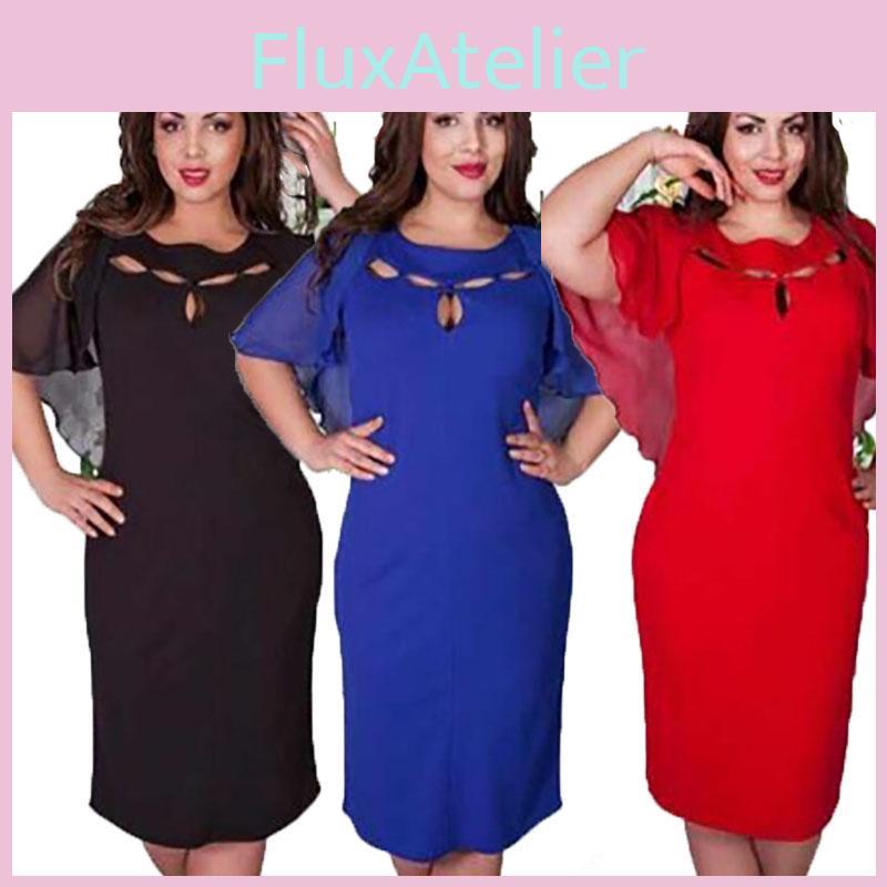 Abito da Donna alla Moda con Intrecci 6XL Taglie Forti Manica Corta Monocolore per uno Stile Senza Sforzo**
