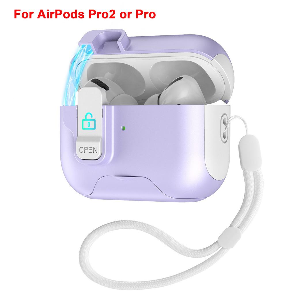 Shockproof Hard Protective Cover for AirPods Pro 2,Compatible with Apple AirPods Pro2 Case with Secure Lock Phone Holder