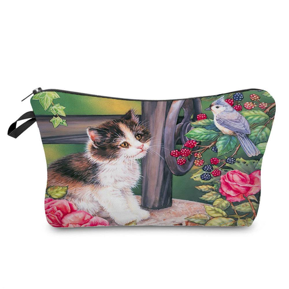 Women Cat Print Cosmetic Bag Toiletries Organize Travel Storage Case  6429