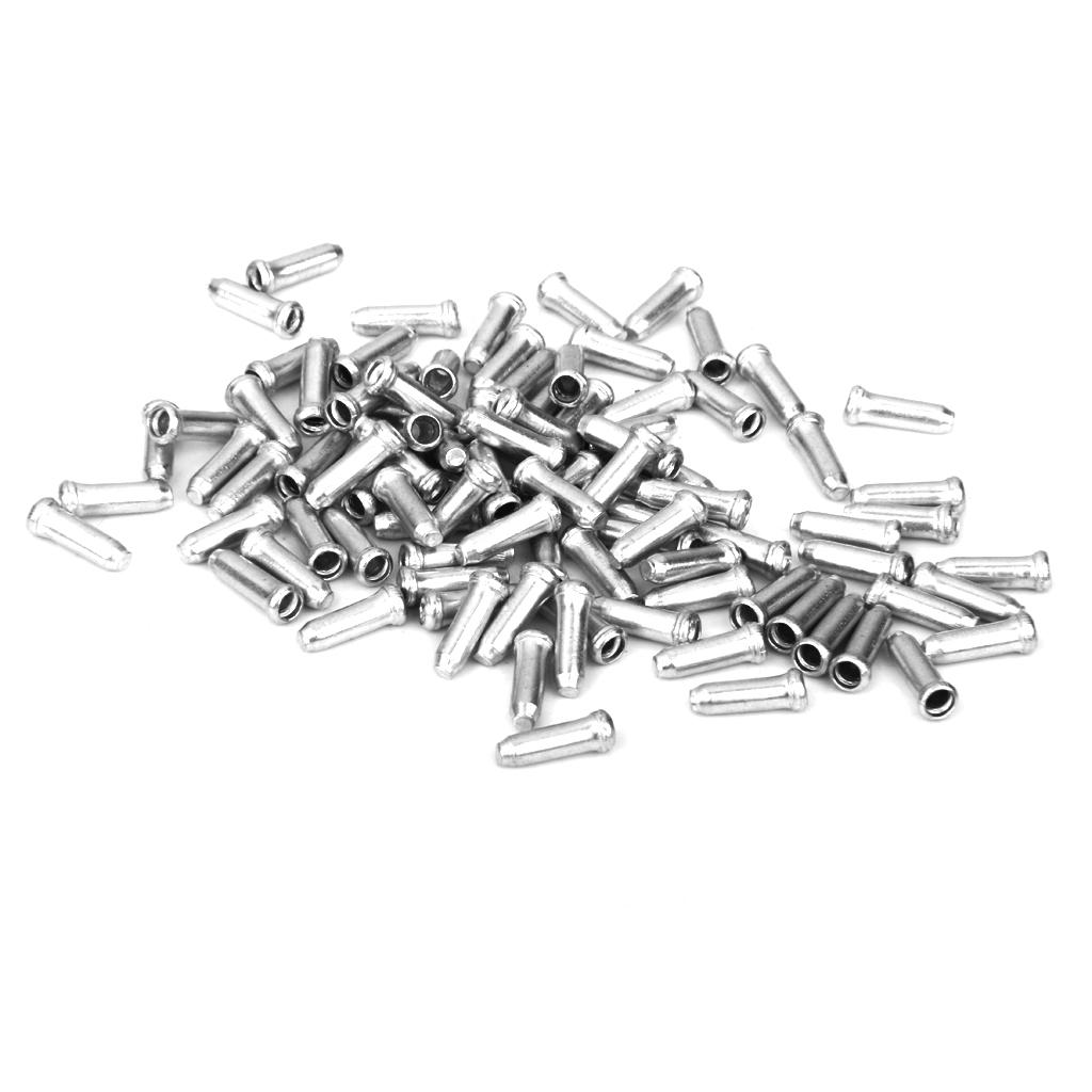 Brake Cable End Cap Aluminum Crimp Tips Universal for Bicycle Brake Gear Cables Bike Cable Arrangement 100 Pieces