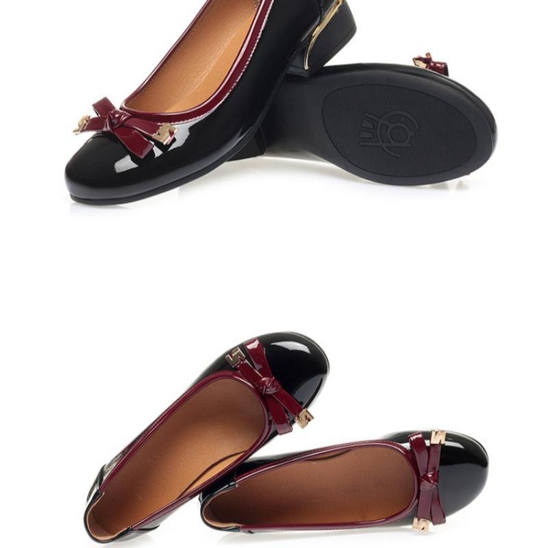 Fashion Women Fashion Bow Knot Slip On Round Toe Shoes Women Elegant Ballet Soft Leather Loafers 2025 Party Retro Black Soft Sole Shoes