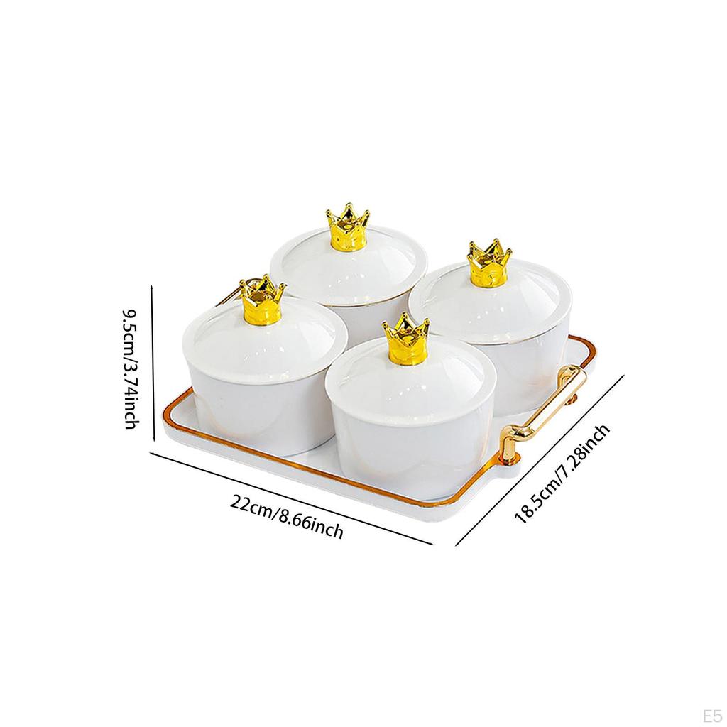 4 Grids Dried Fruit Plate Appetizer Serving Tray Dustproof Divided Dishes for Party Living