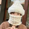 **Stor Hovedstørrelse Integreret Hue Kvinder Efterår Vinter Fleece Fortykket Ansigtsdækning Strikket Hue Halsedisse Maske Varm Pullover Balaclava**